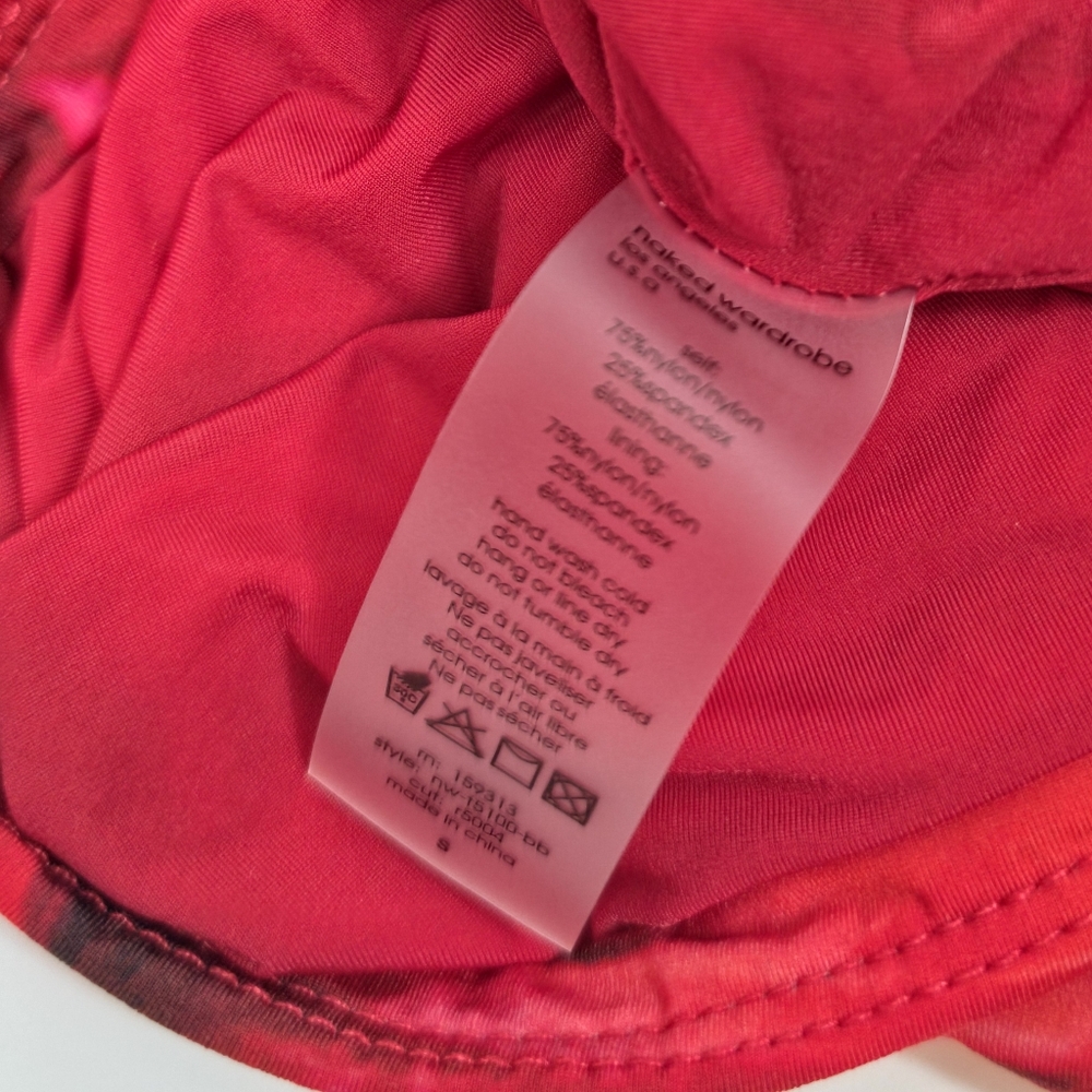 Naked Wardrobe Top Bare Body Rouge Rose Print Tie Size S NWT Crop Wrap - Picture 6 of 7